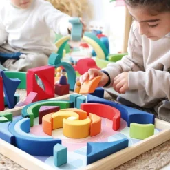 Grimm's Spiel u0026 Holz Wooden Toys|4 Years < Arcs in Squares Wooden Building Block Set