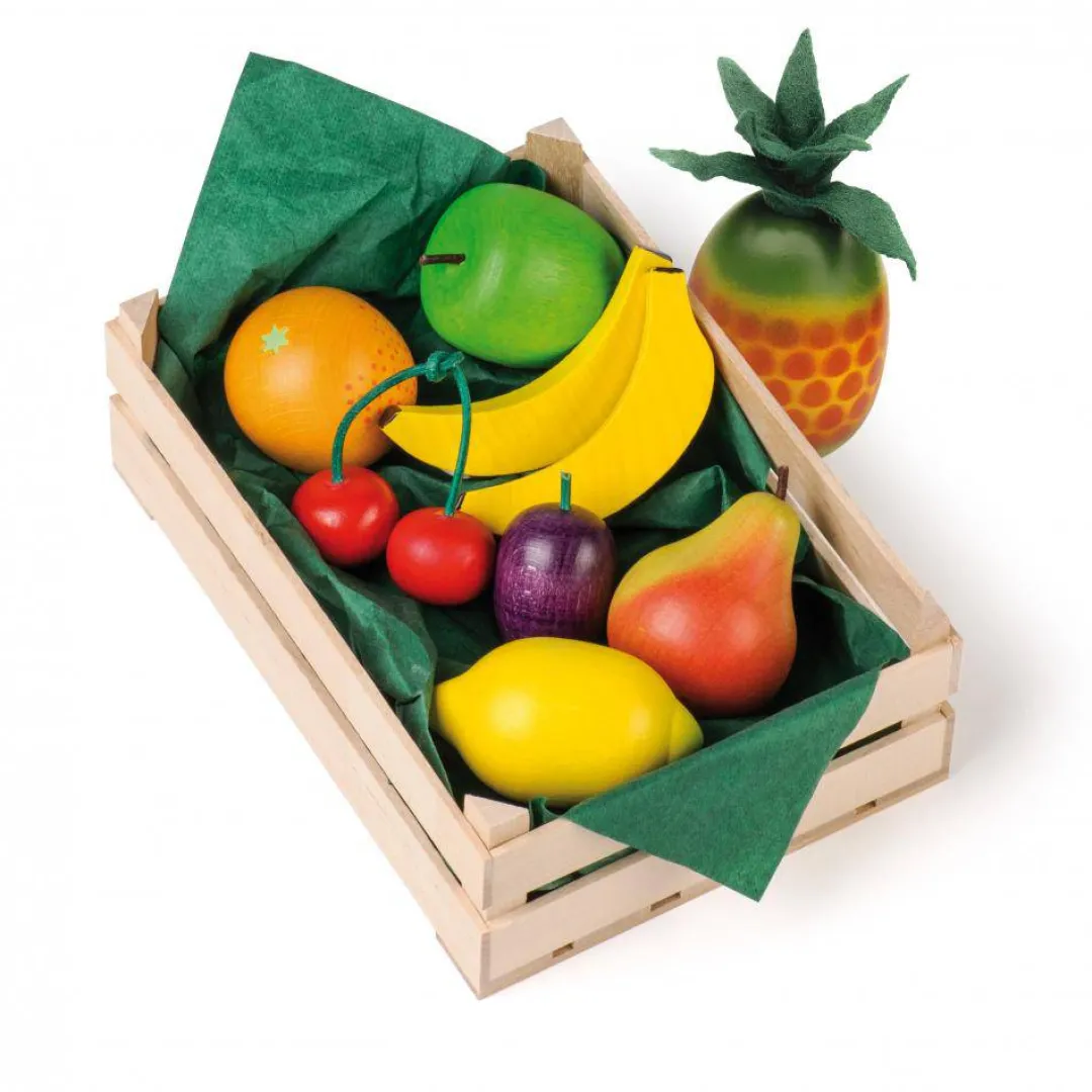 Erzi Wooden Toys|4 Years < Assorted Wooden Fruit in Crate