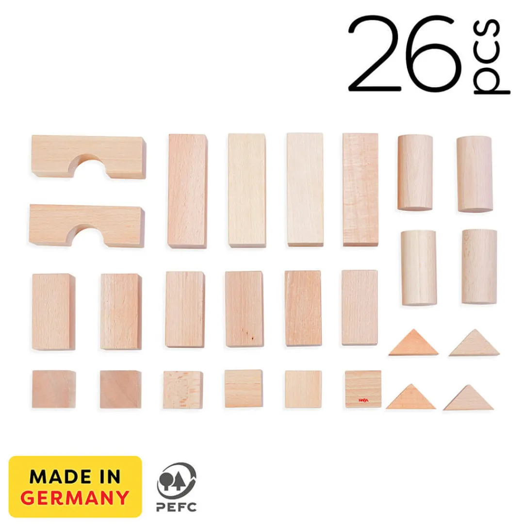 HABA Wooden Toys|4 Years < Basic Building Blocks - Small Starter Set