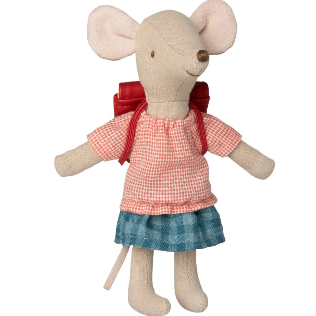 Maileg Maileg Collection|4 Years < Big Sister Tricycle Mouse with a Backpack - Red