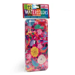 eeboo 4 Years|3 Years < Birds in Fuchsia Watercolor Paint Tin Set