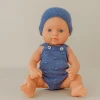 Miniland Dolls|4 Years < Blue Knit Doll Romper and Bonnet Set - 12"