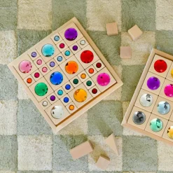 Everwood Friends Wooden Toys|4 Years < Bright Gem Blocks with Tray - 34 pc Set