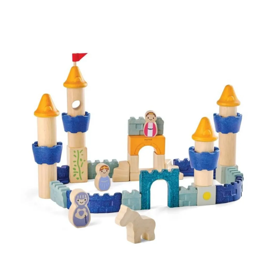 PlanToys USA Wooden Toys|2 Years < Castle Blocks Set
