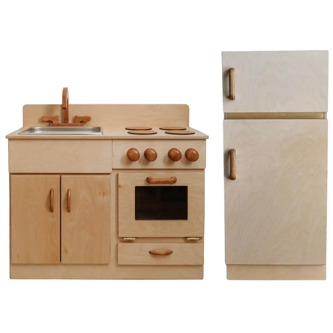Lapp's Wooden Toys|4 Years < Classic Wooden Kitchen and Refrigerator Bundle