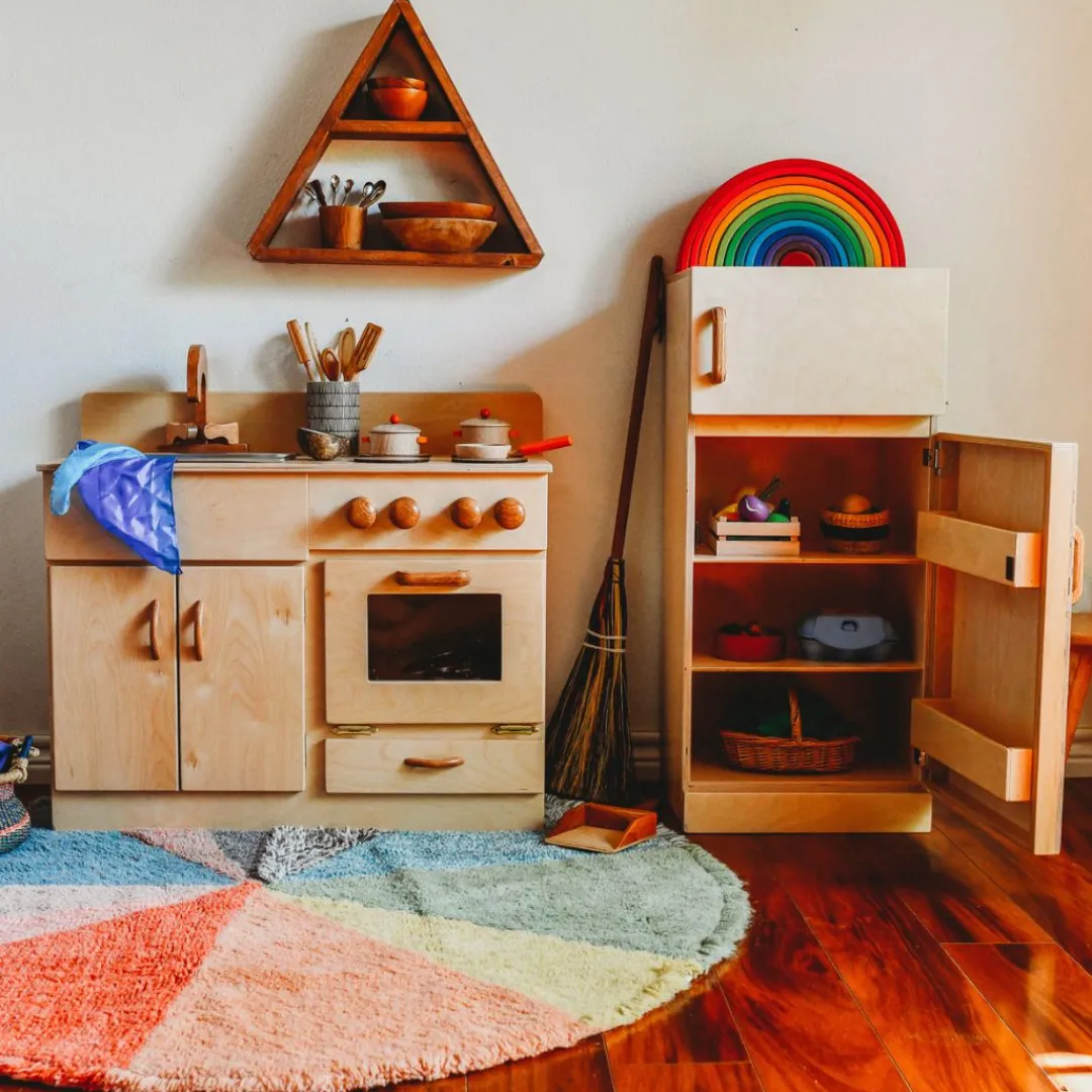 Lapp's Wooden Toys|4 Years < Classic Wooden Kitchen and Refrigerator Bundle