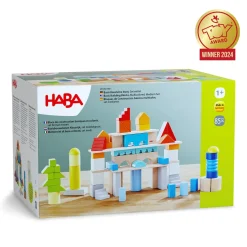 HABA Wooden Toys|4 Years < Colored Wooden Building Blocks - 85 Piece Set