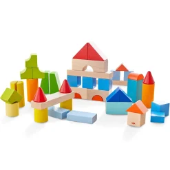 HABA 12-24 Months|Wooden Toys < Colored Wooden Building Blocks - 46 Piece Set