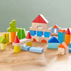 HABA 12-24 Months|Wooden Toys < Colored Wooden Building Blocks - 46 Piece Set