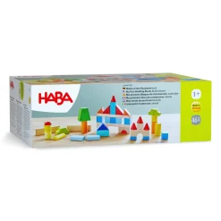 HABA 12-24 Months|Wooden Toys < Colored Wooden Building Blocks - 46 Piece Set