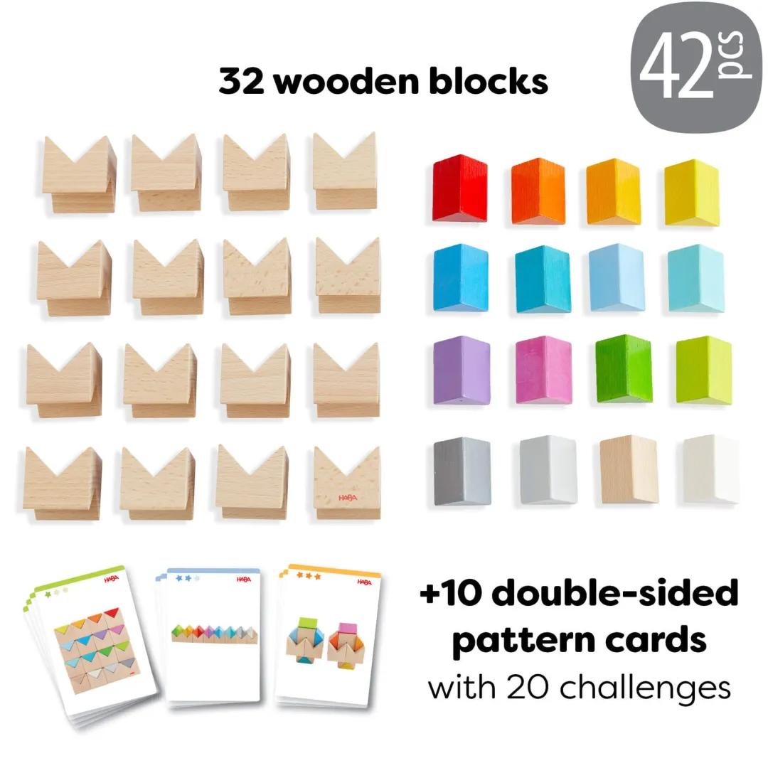 HABA Wooden Toys|4 Years < Colorful Triangle Wooden Block Game