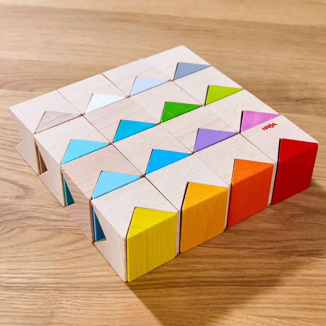 HABA Wooden Toys|4 Years < Colorful Triangle Wooden Block Game
