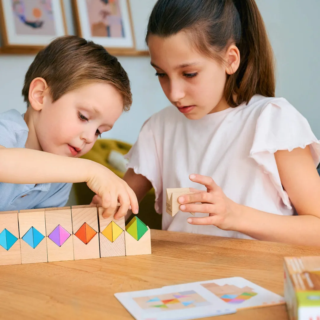 HABA Wooden Toys|4 Years < Colorful Triangle Wooden Block Game