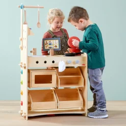 HABA Wooden Toys|4 Years < Creative Play 3 in 1 – Play Kitchen, Store & Workshop
