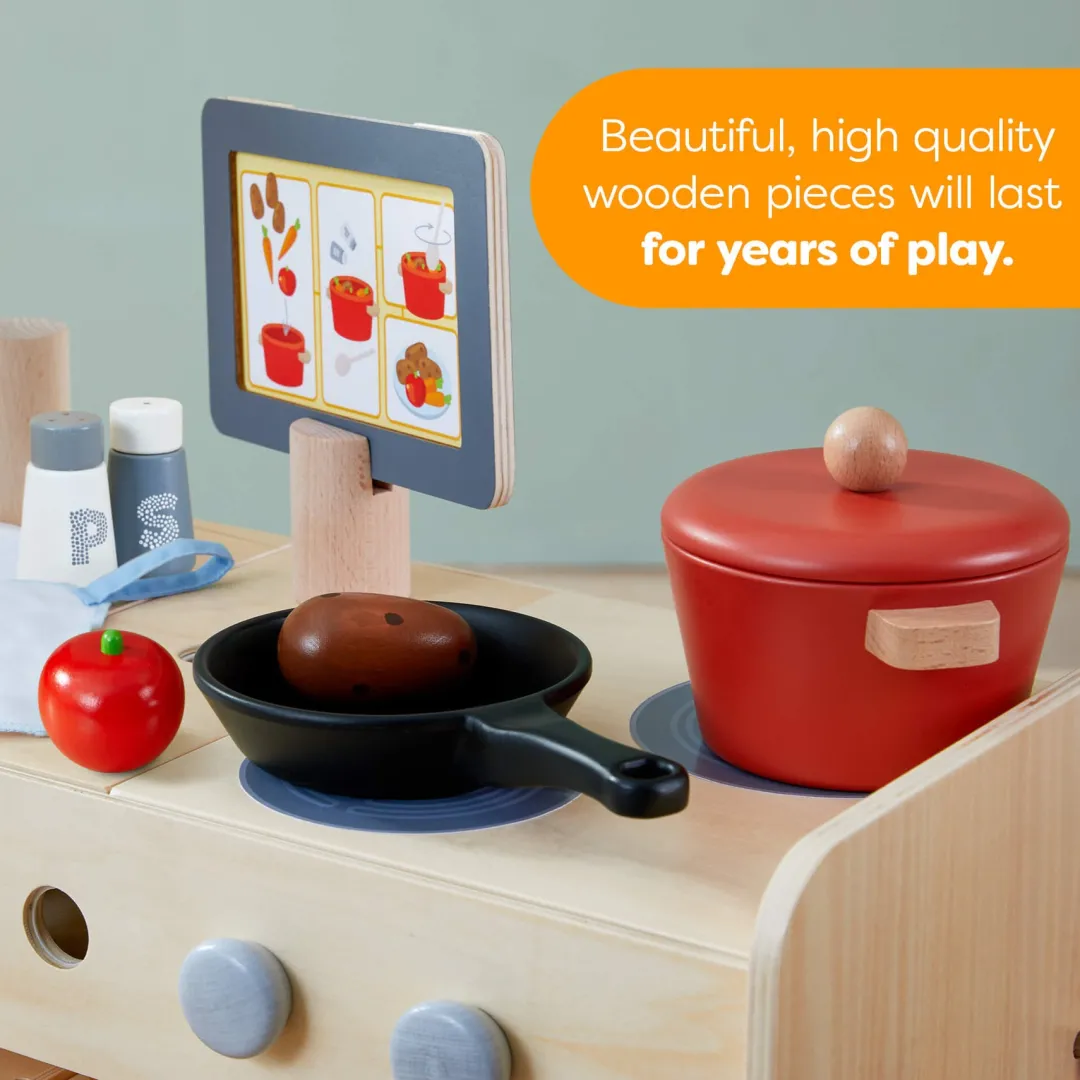 HABA Wooden Toys|4 Years < Creative Play 3 in 1 – Play Kitchen, Store & Workshop