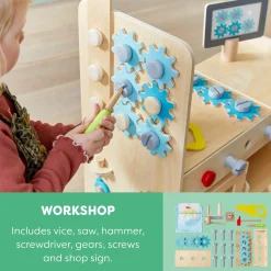 HABA Wooden Toys|4 Years < Creative Play 3 in 1 – Play Kitchen, Store & Workshop