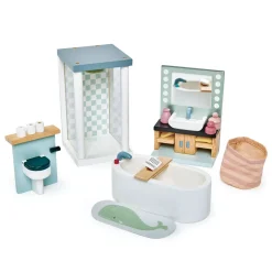 Tender Leaf Toys Wooden Toys|4 Years < Dovetail Wooden Dollhouse Bathroom Set