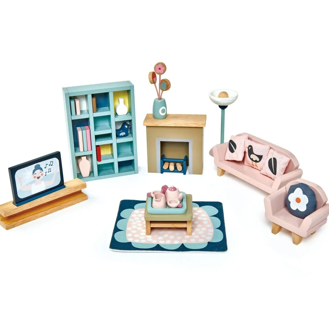 Tender Leaf Toys Wooden Toys|4 Years < Dovetail Wooden Dollhouse Living Room Set
