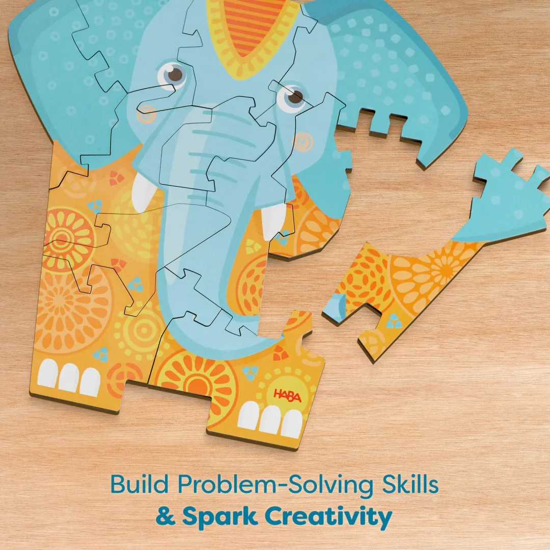 HABA Wooden Toys|4 Years < Elephant 2-in-1 Wooden Puzzle