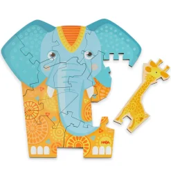 HABA Wooden Toys|4 Years < Elephant 2-in-1 Wooden Puzzle