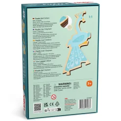 HABA Wooden Toys|4 Years < Elephant 2-in-1 Wooden Puzzle