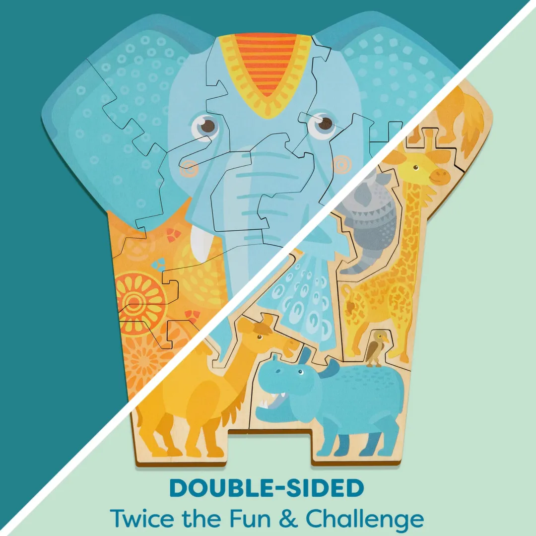 HABA Wooden Toys|4 Years < Elephant 2-in-1 Wooden Puzzle