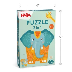 HABA Wooden Toys|4 Years < Elephant 2-in-1 Wooden Puzzle