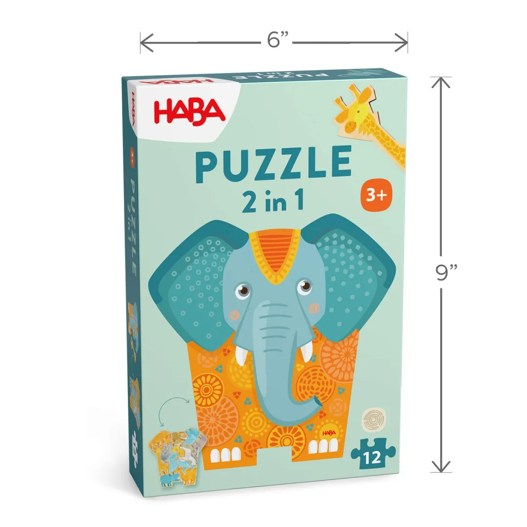HABA Wooden Toys|4 Years < Elephant 2-in-1 Wooden Puzzle