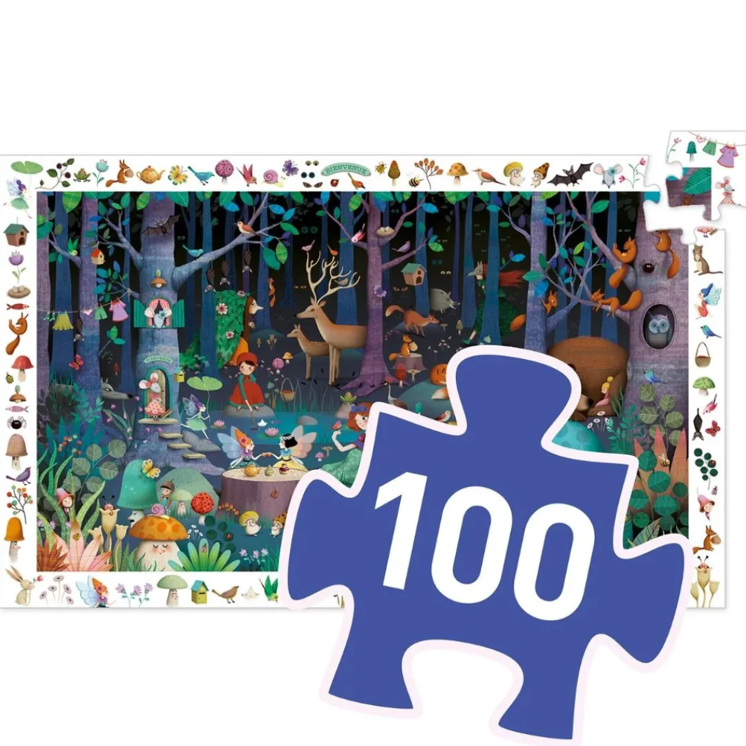 Djeco Puzzles|5 Years < Enchanted Forest Observation Jigsaw Puzzle - 100 Piece
