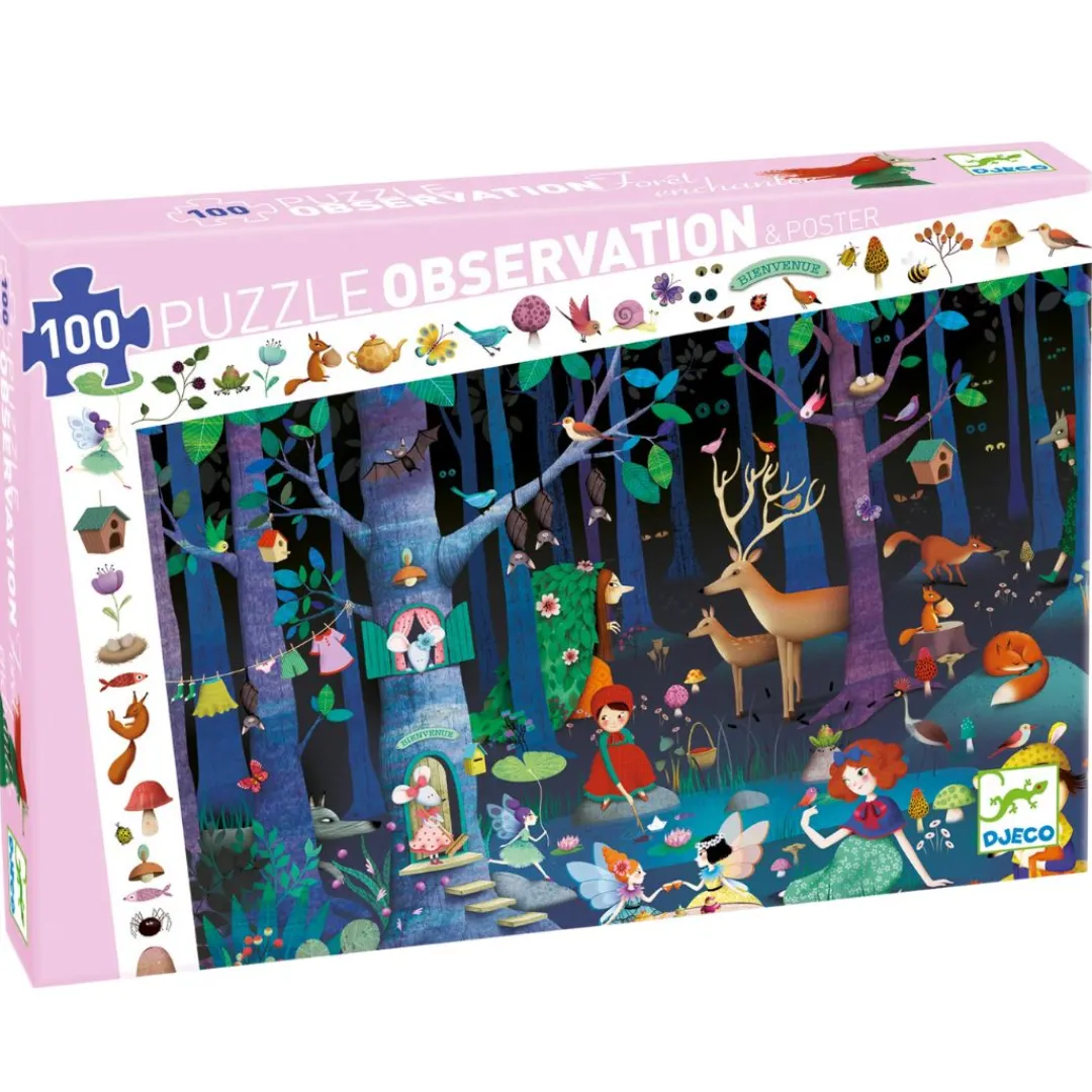 Djeco Puzzles|5 Years < Enchanted Forest Observation Jigsaw Puzzle - 100 Piece