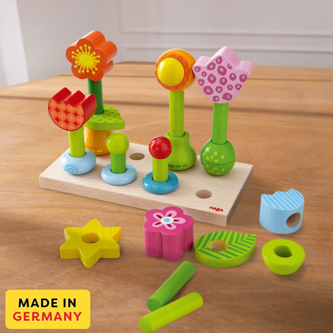 HABA 12-24 Months|Early Learning < Flower Garden Wooden Sorting and Stacking Game