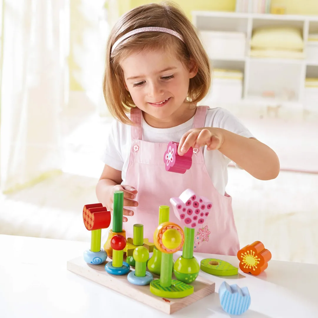HABA 12-24 Months|Early Learning < Flower Garden Wooden Sorting and Stacking Game