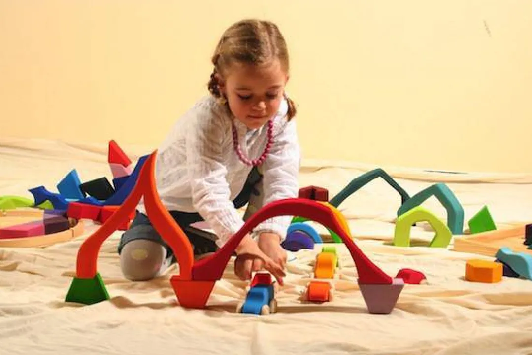 Grimm's Spiel u0026 Holz Wooden Toys|4 Years < Four Elements Puzzle Blocks Set - Large