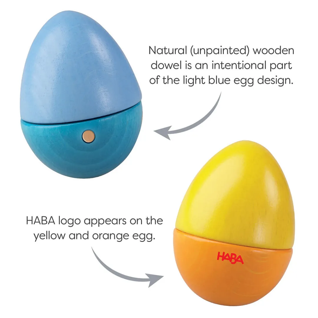 HABA Wooden Toys|2 Years < Fun with Sounds Wooden Eggs - Wooden Rattles