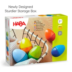 HABA Wooden Toys|2 Years < Fun with Sounds Wooden Eggs - Wooden Rattles