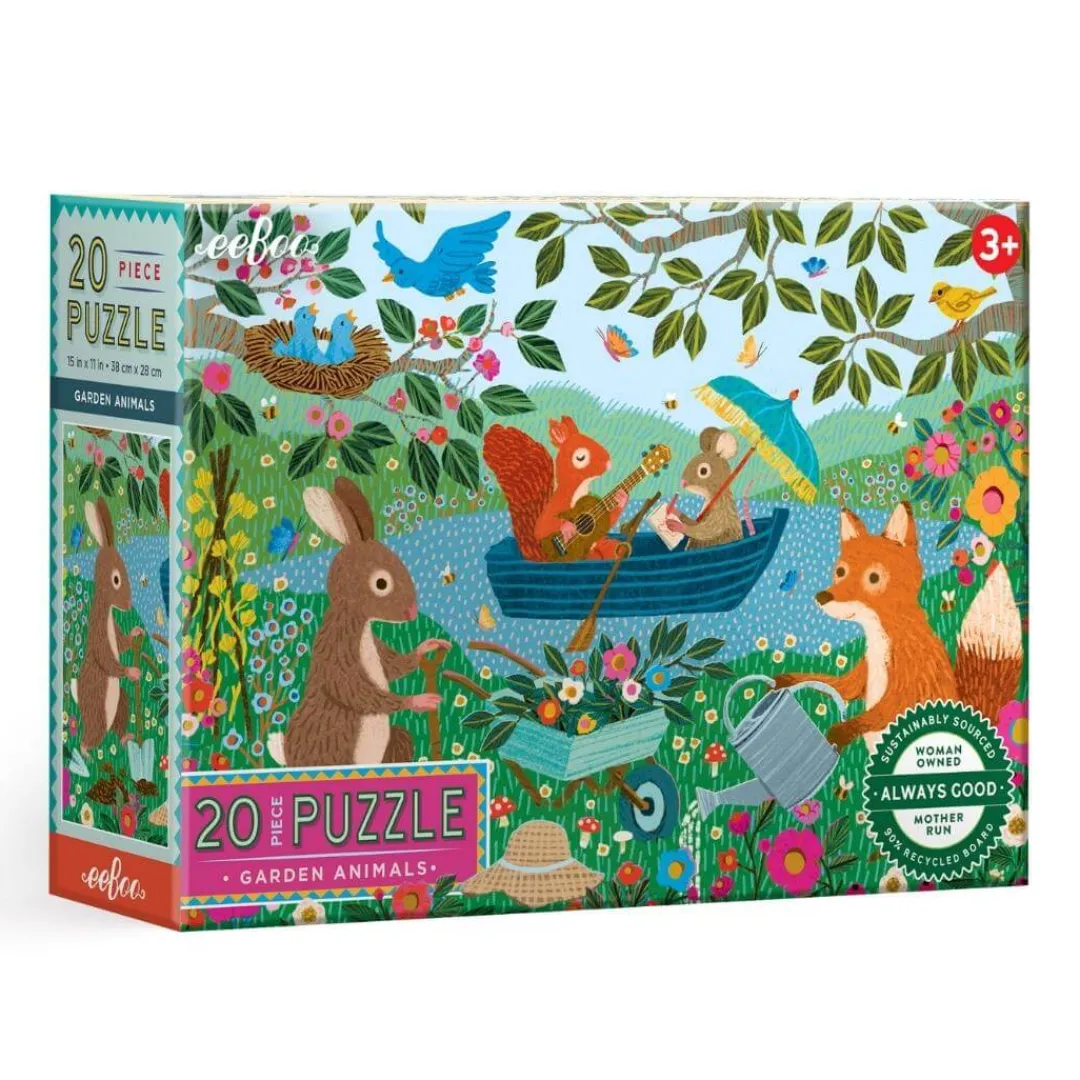 eeBoo Puzzles|4 Years < Garden Animals 20 Piece Puzzle
