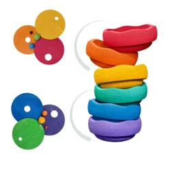 Grimm's Spiel u0026 Holz Marble & Ball Runs|Wooden Toys < Grimm's x Stapelstein Rolling Discs - Rainbow