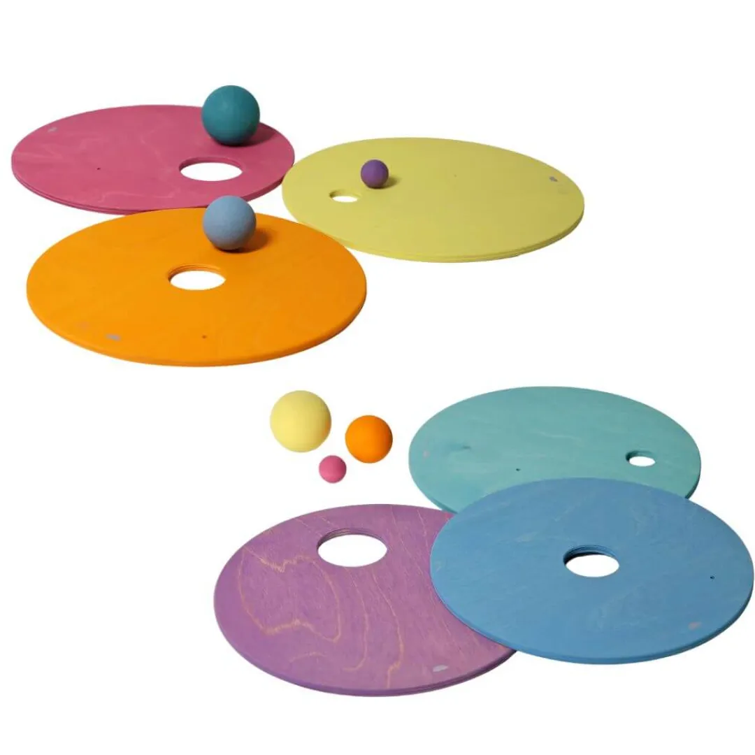 Grimm's Spiel u0026 Holz Marble & Ball Runs|Wooden Toys < Grimm's x Stapelstein Rolling Discs - Pastel