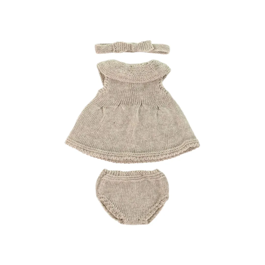 Miniland Dolls|4 Years < Knit Doll Outfit - 12" Dress & Headband