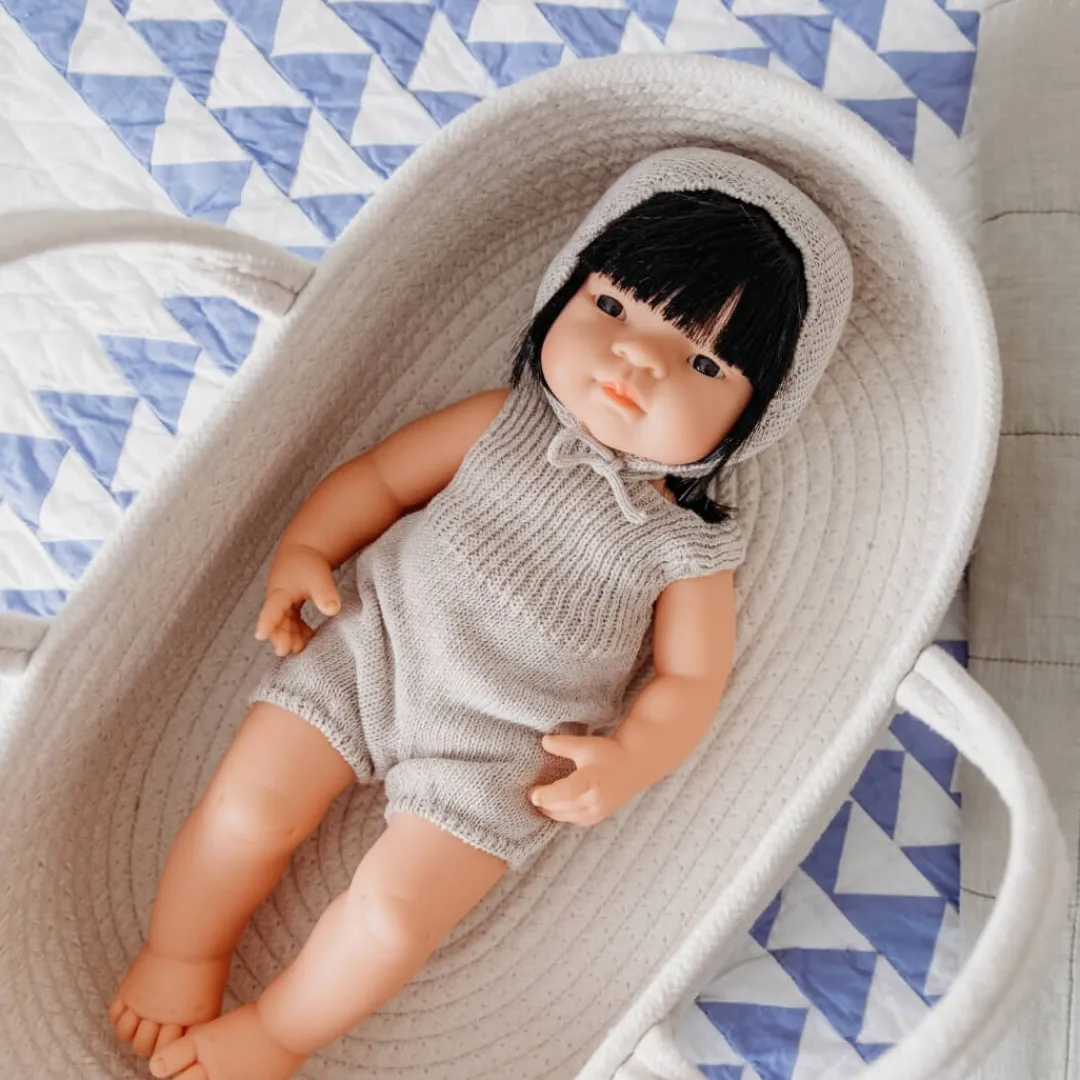 Miniland Dolls|4 Years < Knit Doll Outfit – 15" Romper & Bonnet