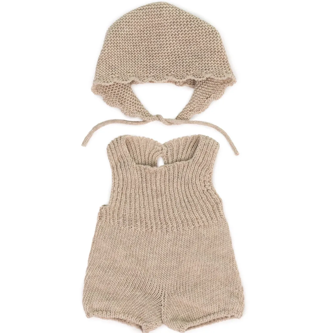 Miniland Dolls|4 Years < Knit Doll Outfit – 15" Romper & Bonnet