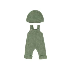 Miniland Dolls|4 Years < Knit Doll Overall & Beanie Hat Set - 15"