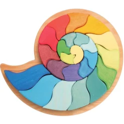 Grimm's Spiel u0026 Holz Wooden Toys|Puzzles < Large Ammonite Snail - Wooden Puzzle Blocks