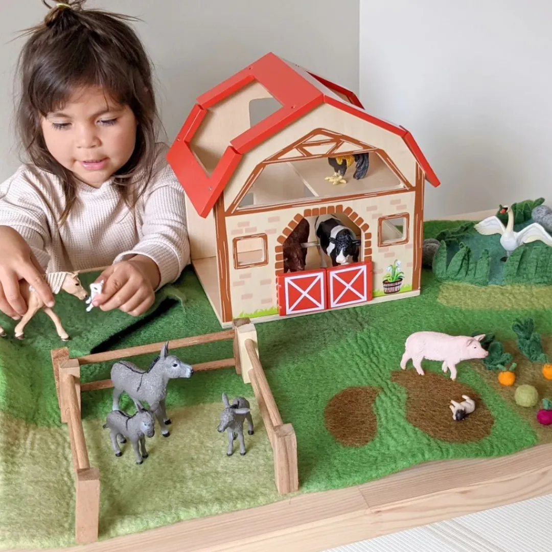 Tara Treasures Summer Nature Table|4 Years < Large Felted Farm Play Mat