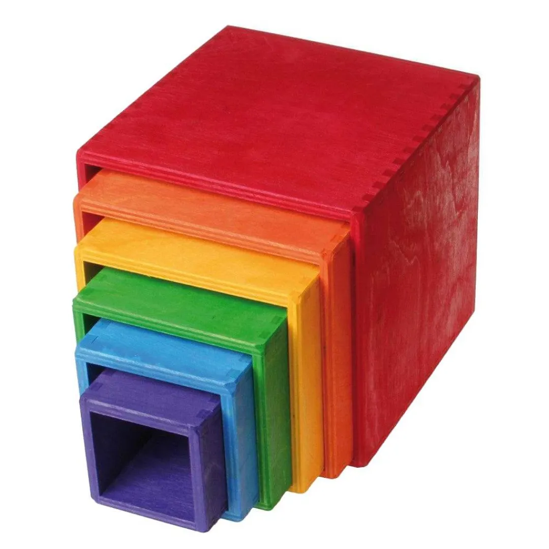 Grimm's Spiel u0026 Holz 12-24 Months|Early Learning < Large Rainbow Wooden Nesting Cubes
