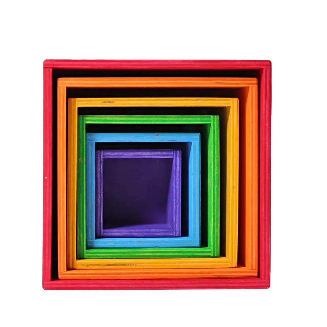 Grimm's Spiel u0026 Holz 12-24 Months|Early Learning < Large Rainbow Wooden Nesting Cubes