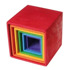 Grimm's Spiel u0026 Holz 12-24 Months|Early Learning < Large Rainbow Wooden Nesting Cubes
