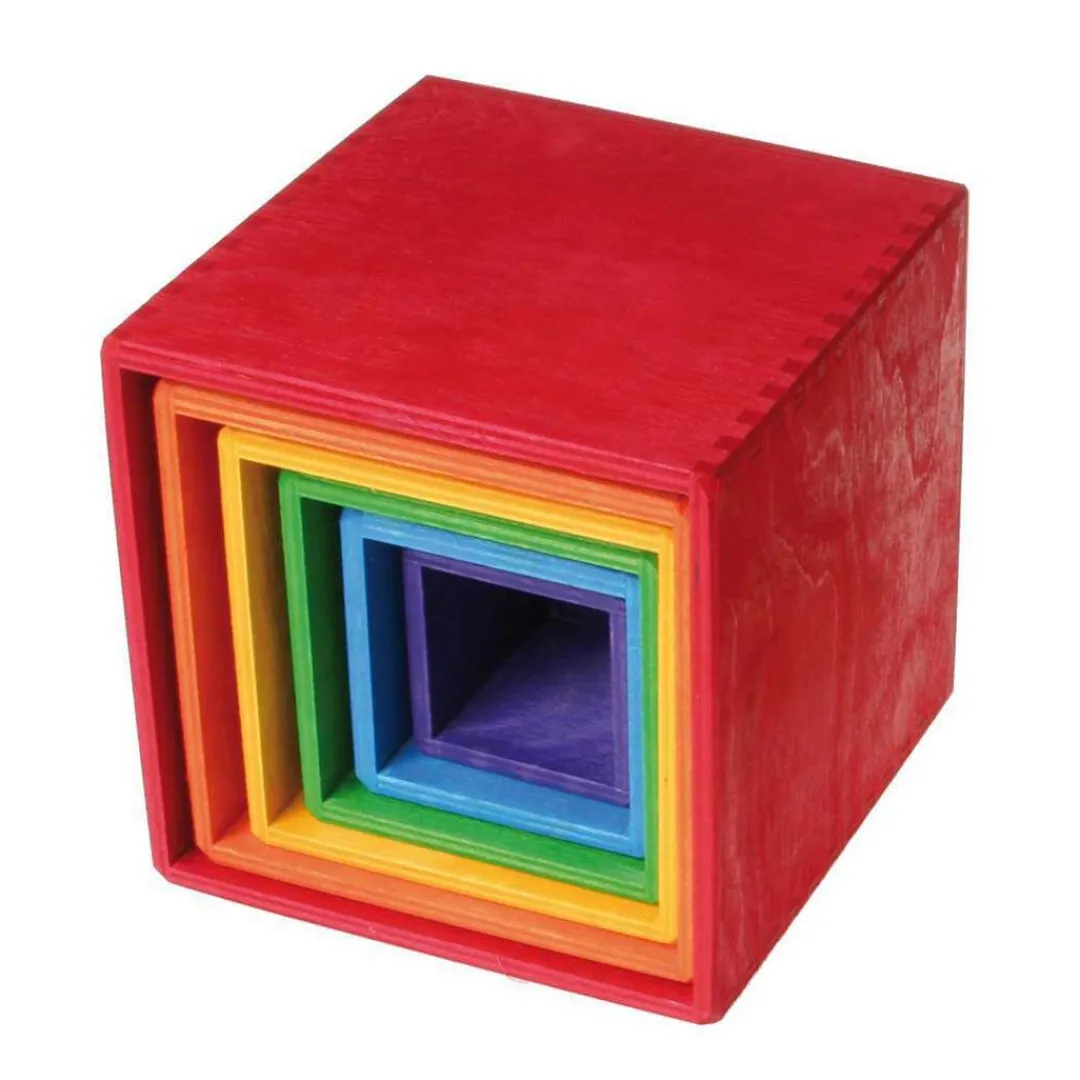 Grimm's Spiel u0026 Holz 12-24 Months|Early Learning < Large Rainbow Wooden Nesting Cubes