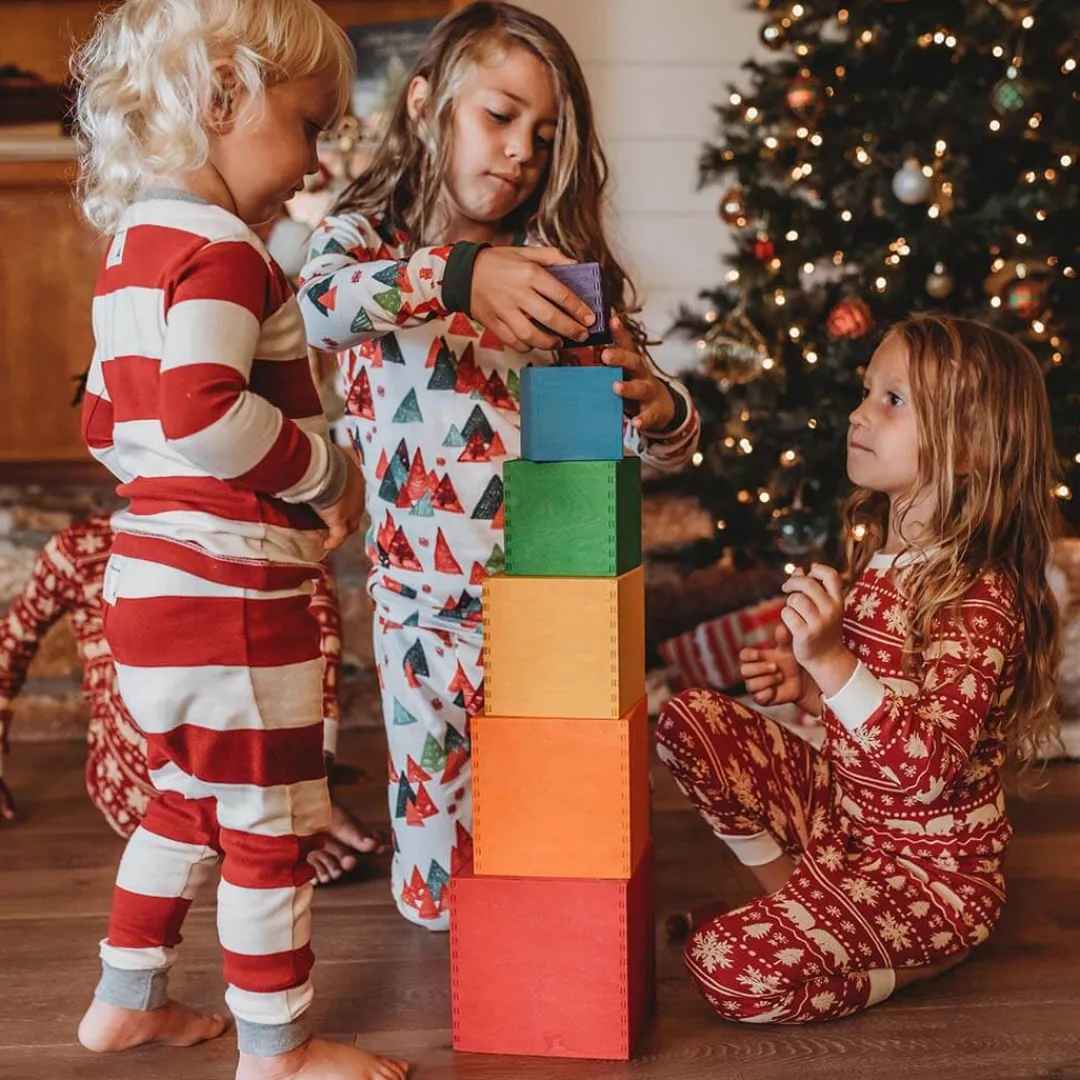 Grimm's Spiel u0026 Holz 12-24 Months|Early Learning < Large Rainbow Wooden Nesting Cubes