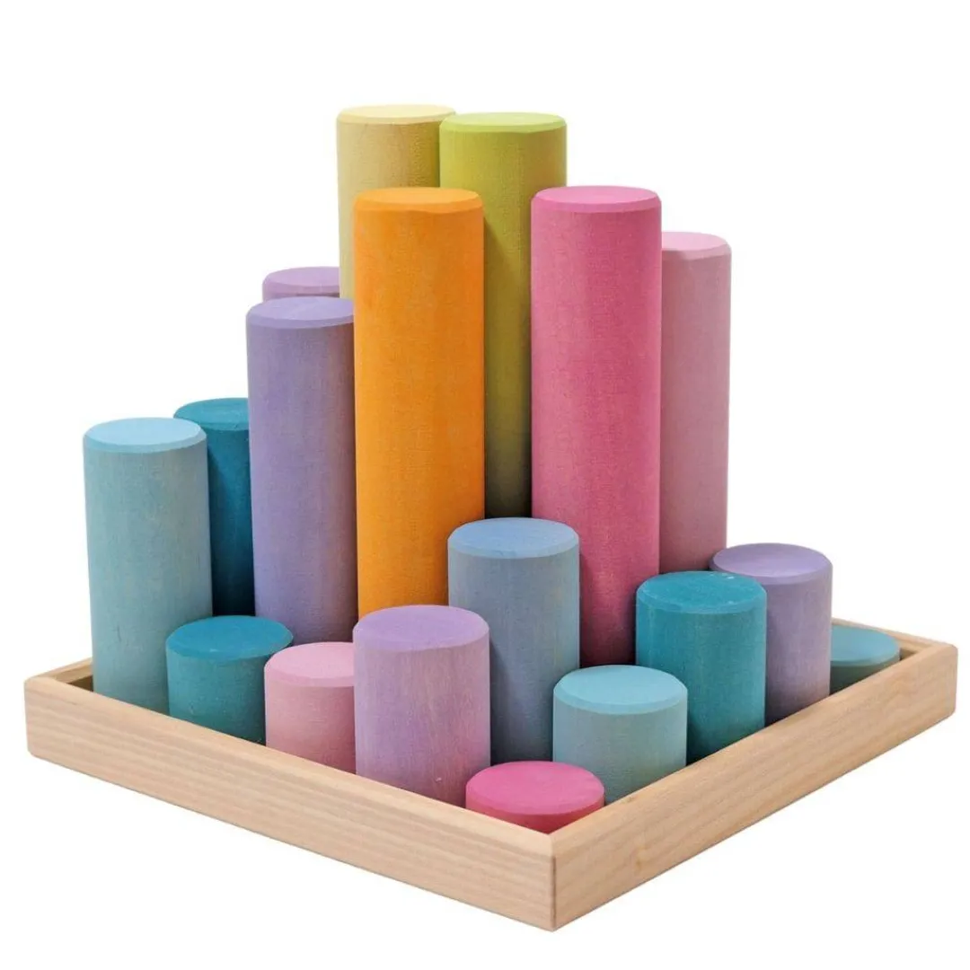 Grimm's Spiel u0026 Holz Marble & Ball Runs|Wooden Toys < Large Wooden Building Rollers - Assorted Colors